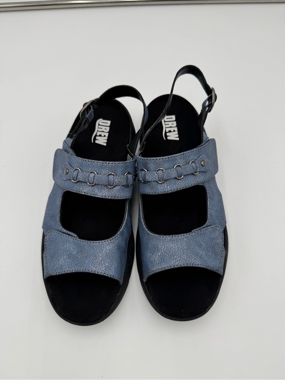Drew Selina Womens 8M Comfort Sandals Blue Gray Slingback Orthopedic Shoes